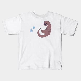 Cute Otter with Water Droplets Kids T-Shirt